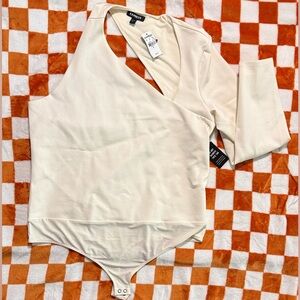 Express Ivory Asymmetric Bodysuit